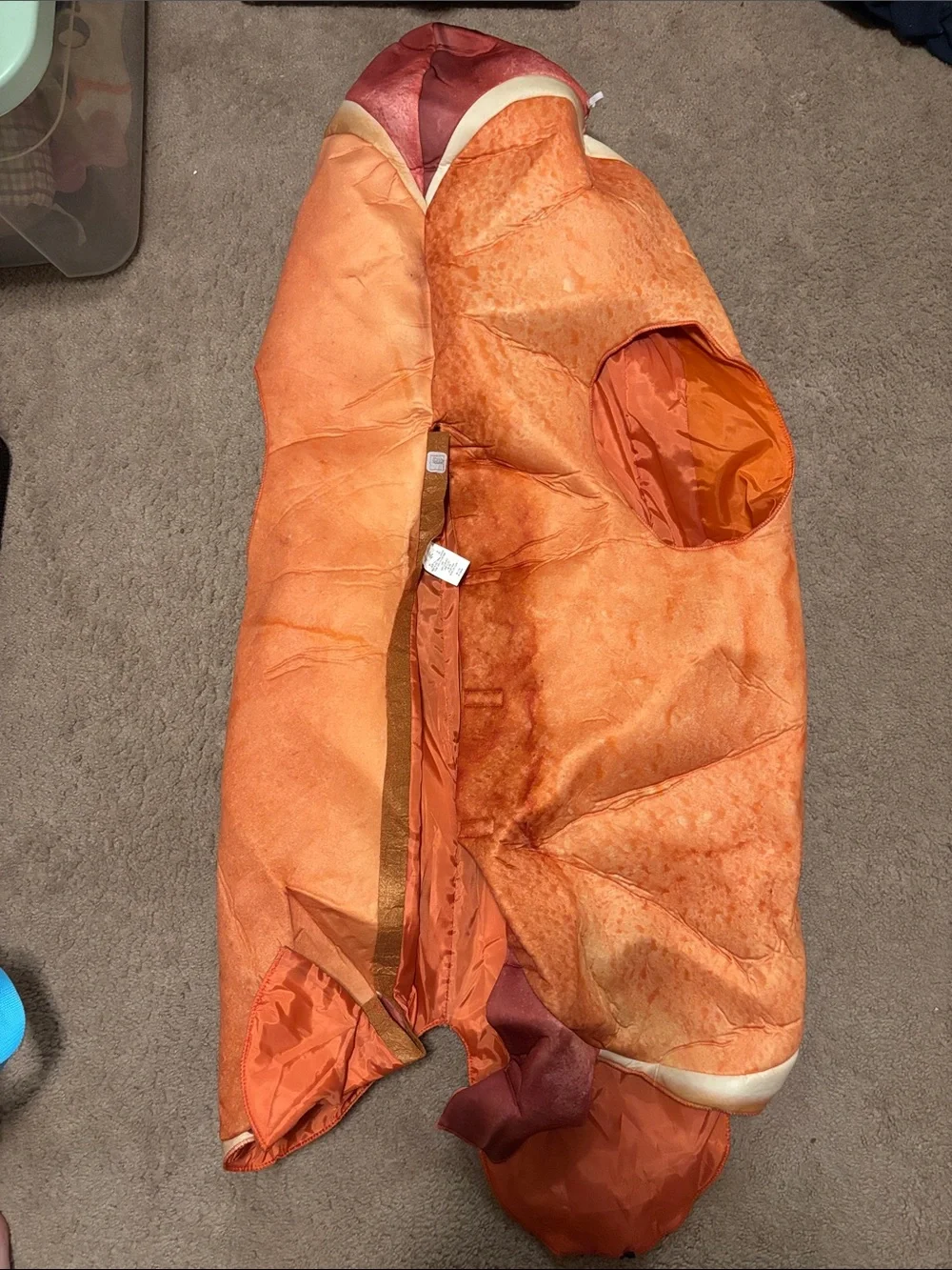 Adult Hot Dog Costume with Yellow Mustard